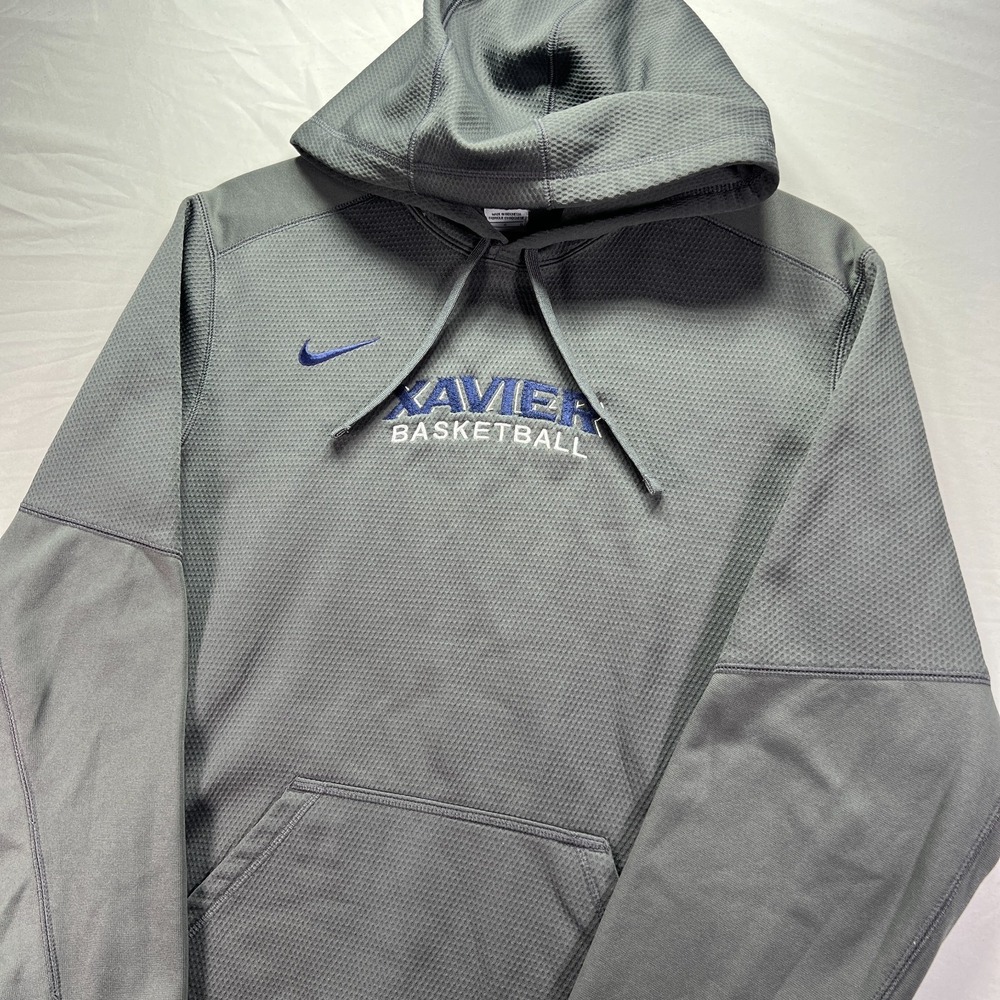 Xavier Musketeers Hoodie Men Large Gray NCAA Basketball Nike Therma Fit Pullover - Picture 1 of 11